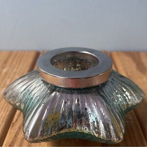 New Iridescent Turquoise Silver Star-Shaped Candle Tea Light Holder Home Decor !
